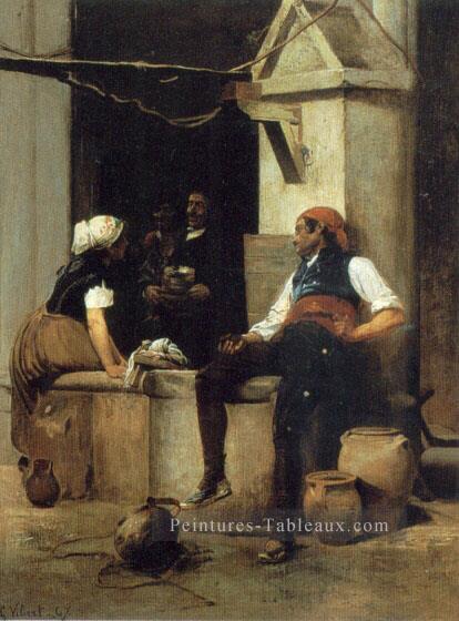 Discuter avec la fontaine académique peintre Jehan Georges Vibert Peintures à l'huile
